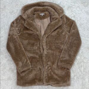Cozy Casual Women’s Brown Faux Fur Coat Sz MEDIUM EUC
